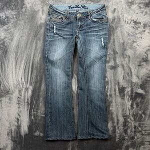 Vanilla Star Bootcut Jeans Juniors Size 9 Blue Distressed Low Rise Y2K Denim